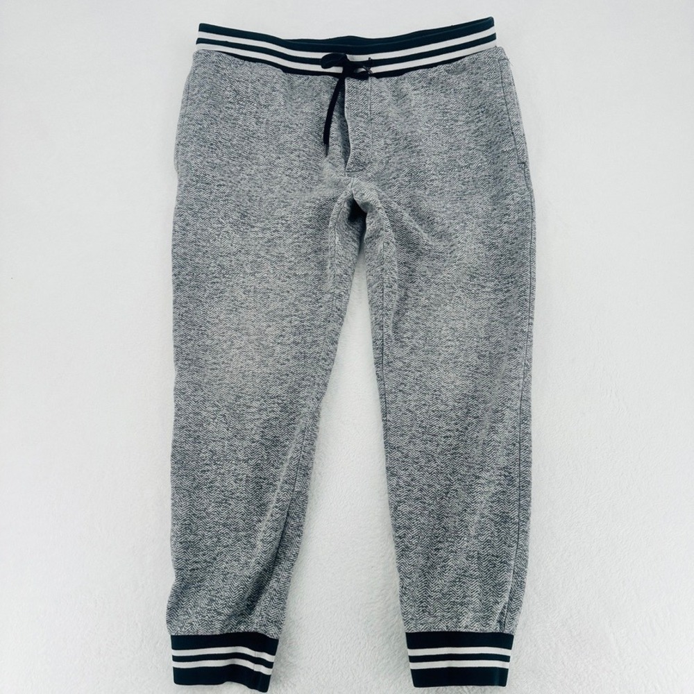American Eagle Jogger Sweatpants Gray Herringbone Stripe Trim L